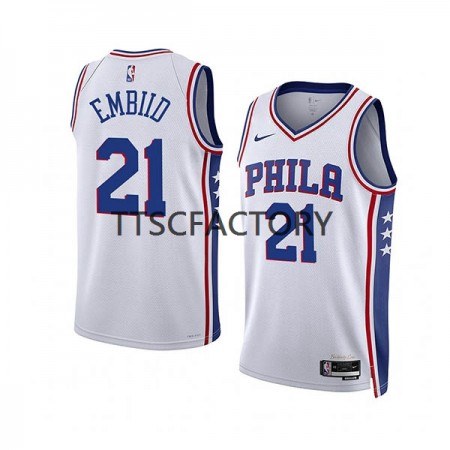 Maillot Basket Philadelphia 76ers Joel Embiid 21 Nike 2022-23 Association Edition Blanc Swingman - Homme